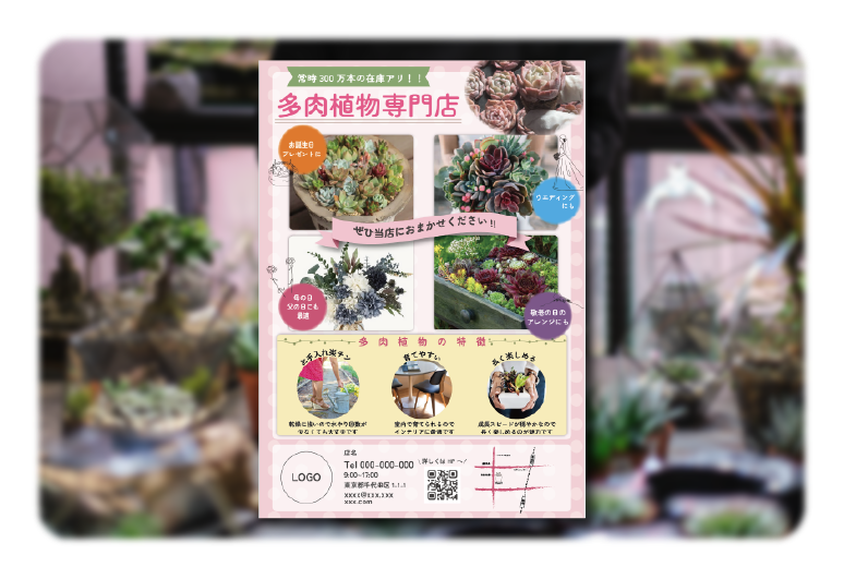 多肉植物専門店のチラシ